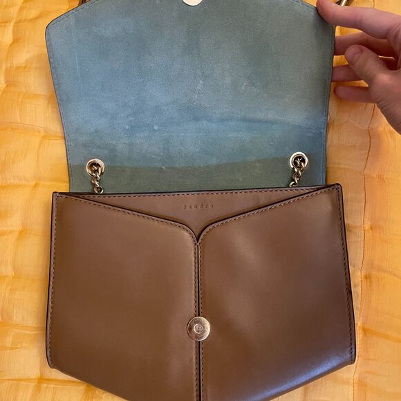Sandro Leather Shoulder Bag with Chain Detail - Picture 9 of 9